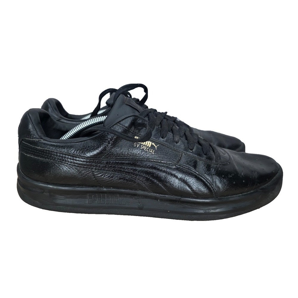 Puma GV Special Sneakers Mens 14 Triple Black Leather Low Top Shoes 366613-02